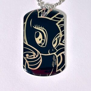 My Little Pony Series 1 SilverTone Version Rarity Dog Tag + Chain (B9)